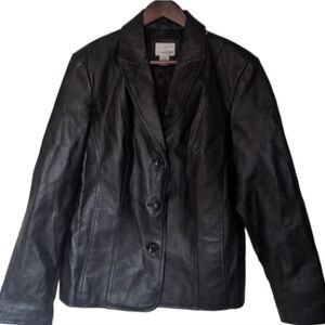 Vintage 90s 100% Genuine Black Leather Womens Jacket Size Large